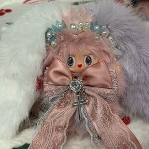 Custom Labubu Bunny with Pearl Flower Crown